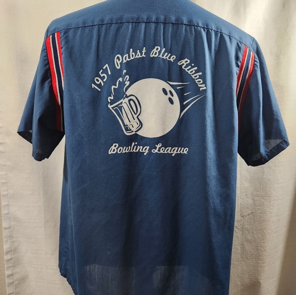 Pabst Blue Button-Up Shirt with Red Accents - Picture 5 of 9